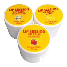 Load image into Gallery viewer, Lip Session Lip Balm Assorted Flavors Vanilla, Strawberry and Banana
