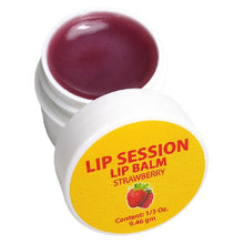 Load image into Gallery viewer, Lip Session Lip Balm Strawberry Open Lid
